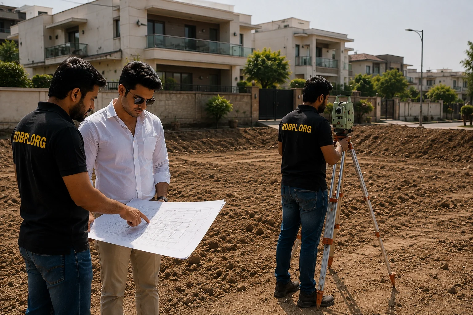 Site inspection for flats and villas construction in Lucknow