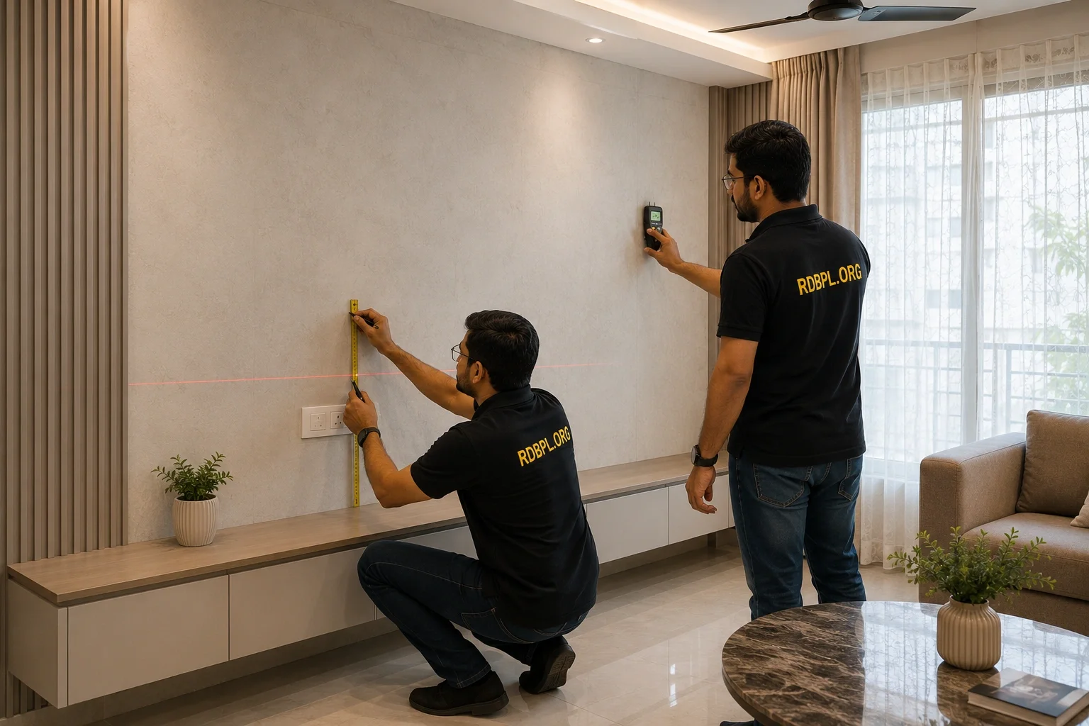 Site inspection PVC wall panel installation Lucknow