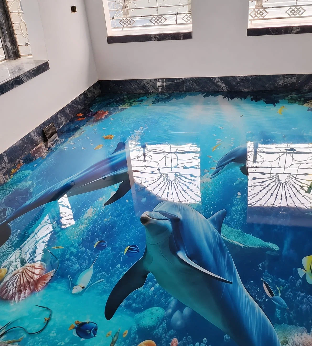 Ocean theme 3D epoxy flooring for residential bedroom in Lucknow