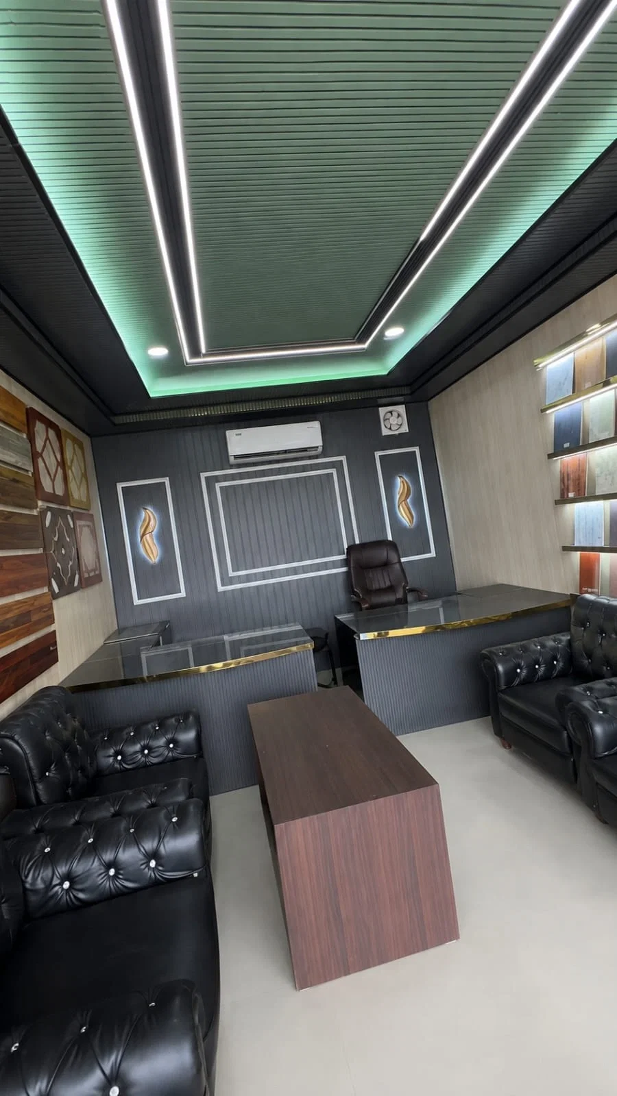 Office PVC wall panel installation work for commercial interiors in Lucknow