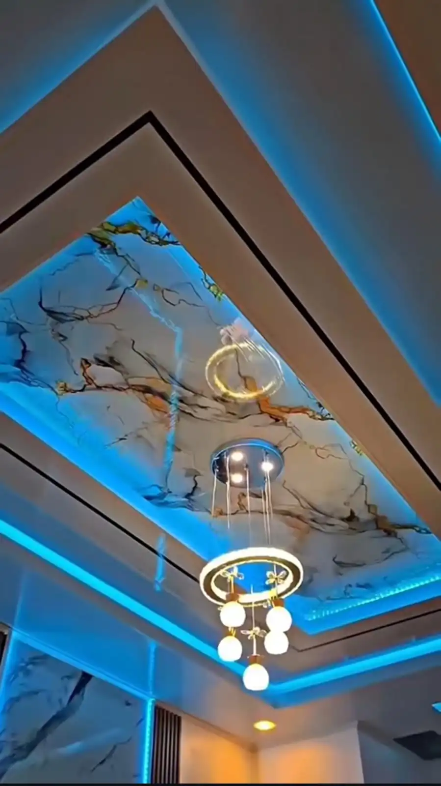 Modern false ceiling lighting for living room in Lucknow