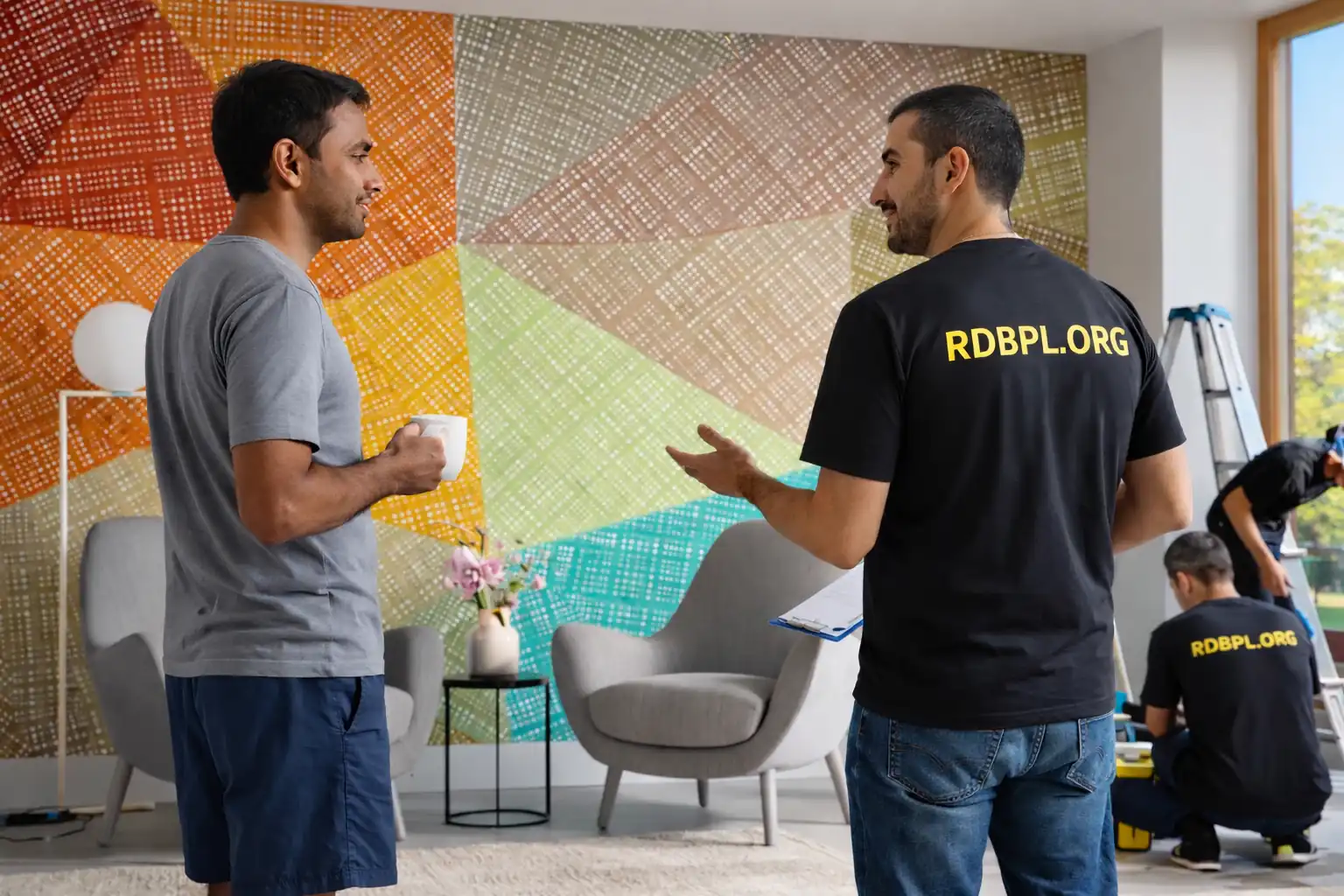 3D texture wallpaper installation in Lucknow for modern feature walls